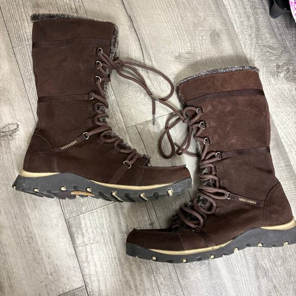 Skechers Women’s Grand Jams Suede Boots with Faux Fur Lining Size 11 - Picture 1 of 5